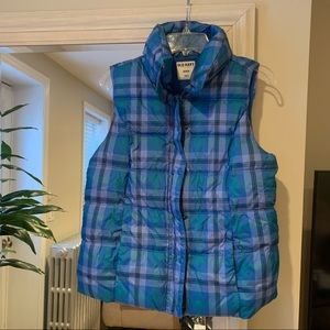 Old Navy Blue Plaid Puffy Vest